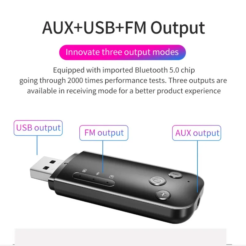 

USB Dual Output 6 in 1 Bluetooth Adapter, Wireless Bluetooth Audio Receiver Transmitter