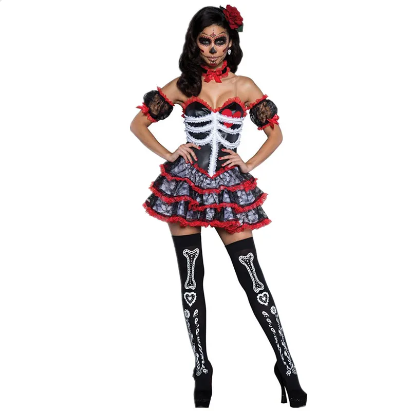Костюм Невесты на Хэллоуин маскарадный страшный череп зомби призрак