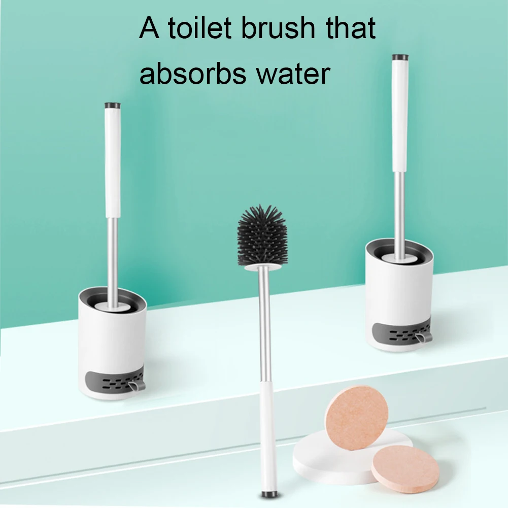 

Toilet Brush Rubber Head Long Handle Wall Hanging Silicone Flex Floor Cleaning Brush For Home Toilet Brush Bathroom Tool