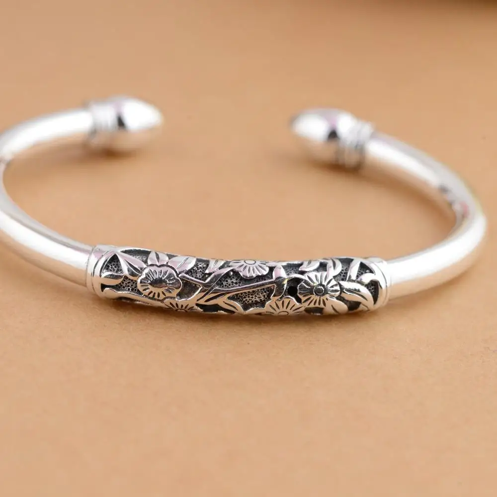 Женский браслет BALMORA из серебра 925 пробы с цветами в стиле ретро|bracelet bangle for women|bangles
