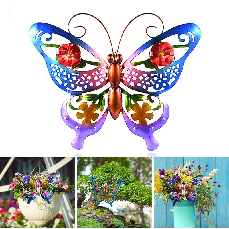 

1 шт. креативная садовая 3D бабочка декорация кованое железо, декоративные украшения, красочное украшение для сада PW