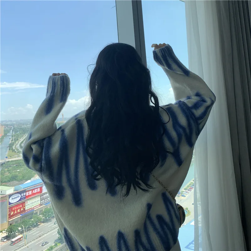 

Real Shot Loose Dyeing Long-sleeved Thick Sweater Pull Femme Nouveaute 2020 Tops Autumn Wearing Pullover Sweater L0080