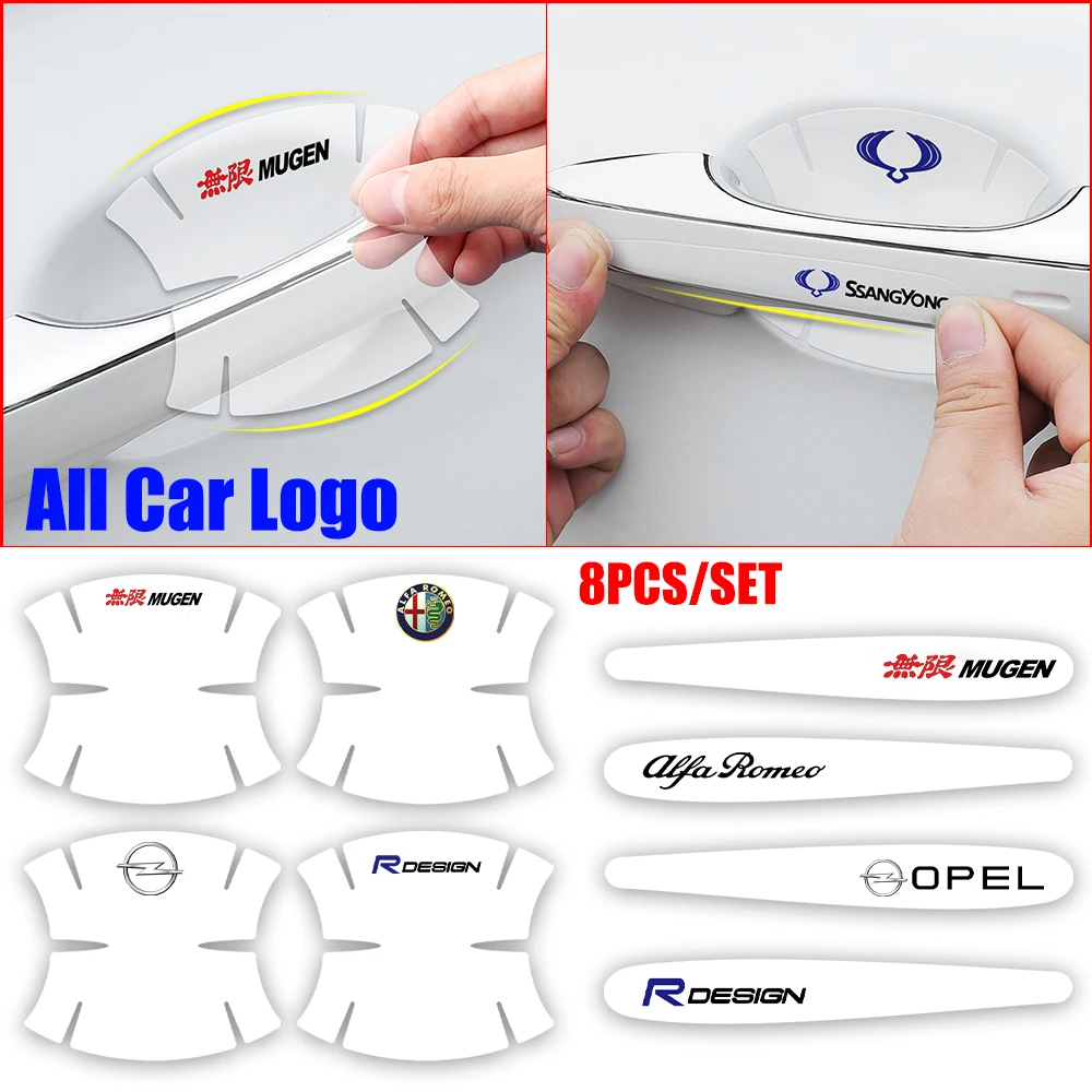 8 шт. прозрачные наклейки на дверную ручку автомобиля для VW Volkswagen R Line Polo CC Passat Tiguan