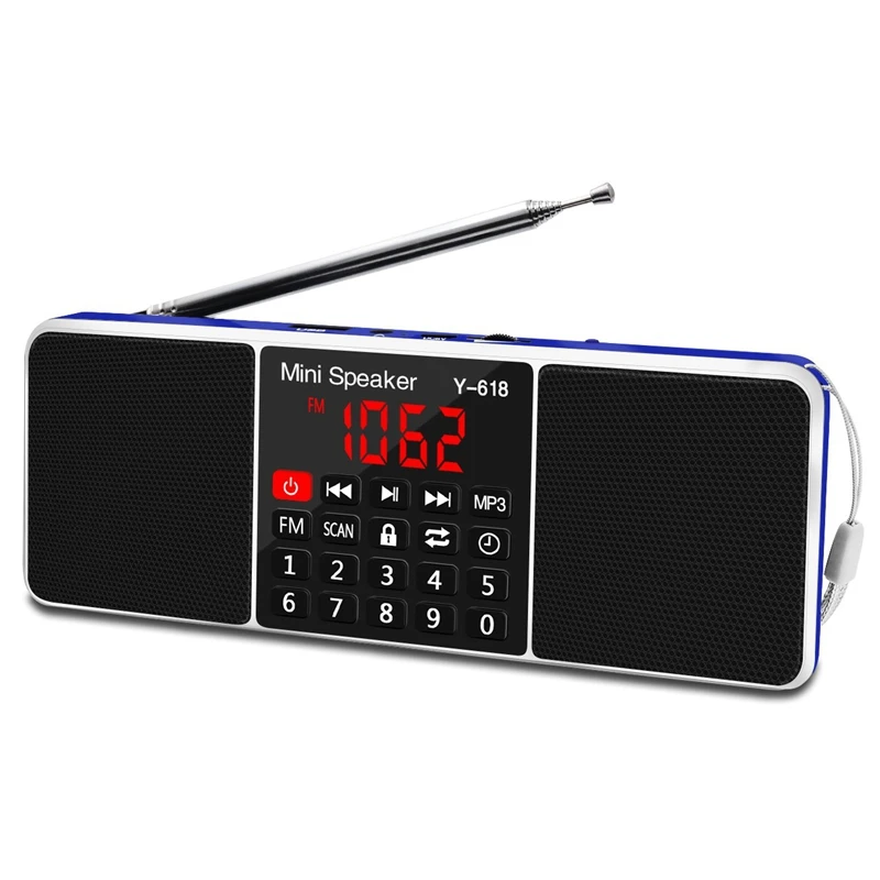 Топ Многофункциональный цифровой fm радио двойной динамик Mp3 музыкальный плеер