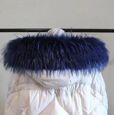 blue jacquard Осенне-зимний женский шарф из енота, лисы, воротник из искусственного меха, шарф с капюшоном, мех меховой воротник, шарф 90 см, R1933 - Цвет: blue jacquard