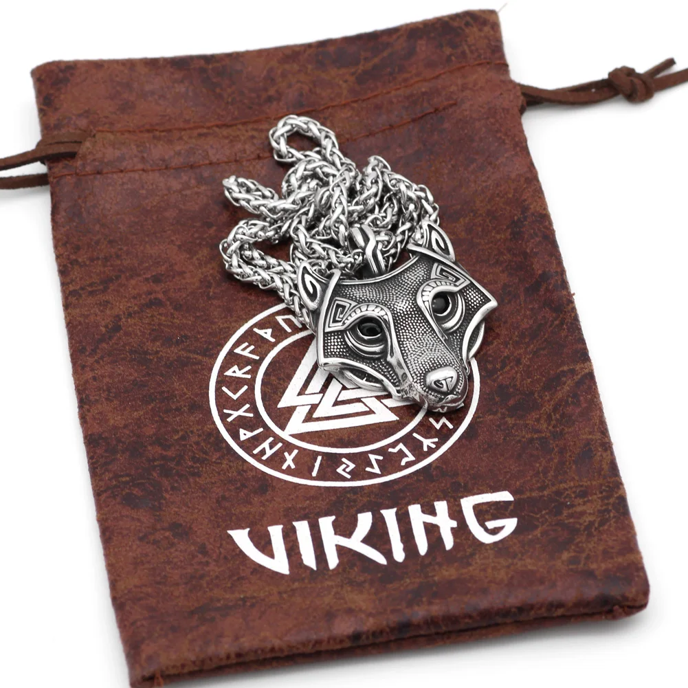Men stainless steel viking oidn wolf head pendant necklace | Украшения и аксессуары