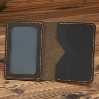 engraving genuine leather wallet slim bank credit card holder mens business small id case for man purse cardholder