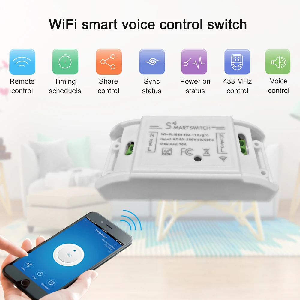 Wifi умный переключатель с Amazon Alexa/Google Home Голосовое управление 10А/2200 Вт Tuya приложение беспроводной переключатель умный дом Модуль Автоматизации