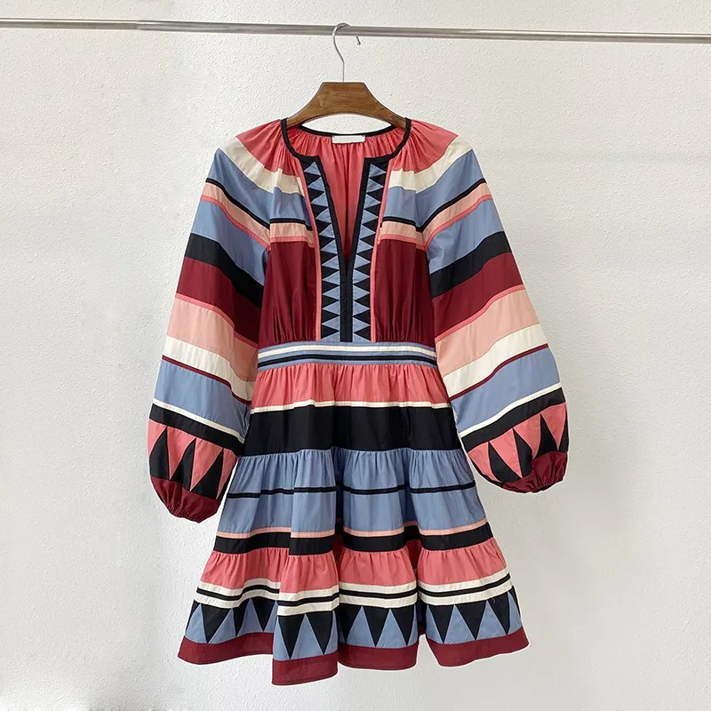 Женское Хлопковое платье в стиле пэчворк подиумное дизайнерское с несколькими