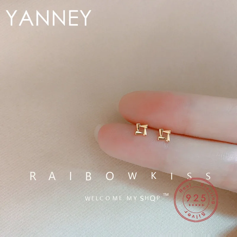 

YANNEY Silver Color Earrings 2022 Trend Fashion Woman Rotating Square Stud Earrings Simple Luxury Jewelry Birthday Party Gift
