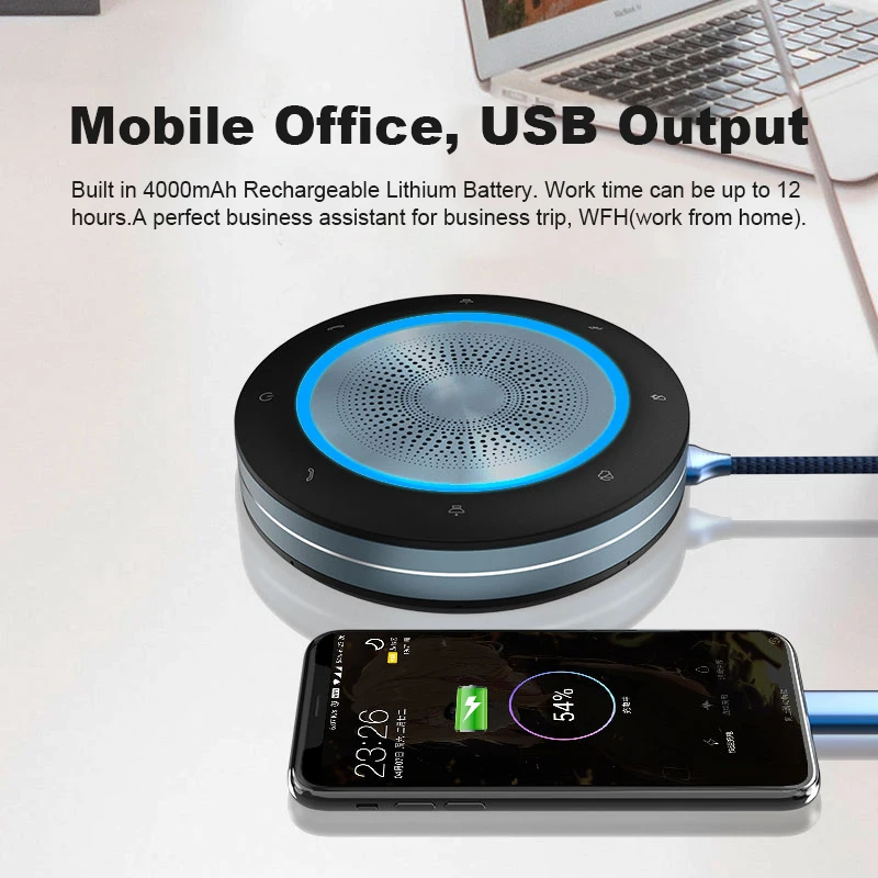 저렴한 Conferenced 중고 스피커폰 무선 무 지향성 마이크 다 지점 스피커폰 무선 스피커 (보조베터리 포함)