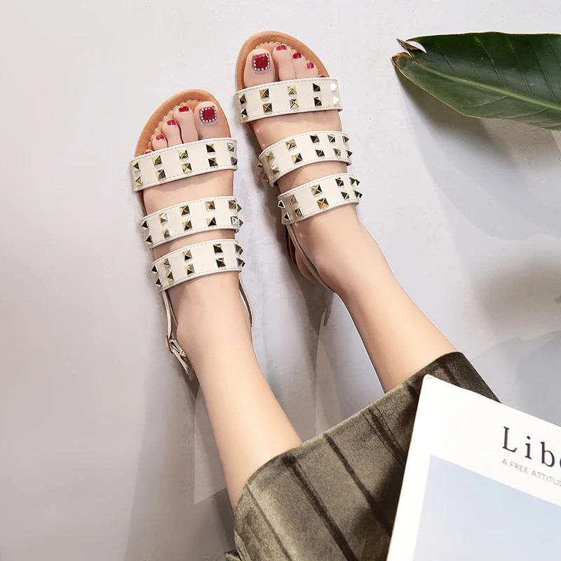 Сандалии женские в римском стиле босоножки-гладиаторы с открытым носком