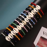 colorful beaded sea shell handmade weave bracelet bangle for women rope chain bohemian fashion party bracelet jewelry wholesale