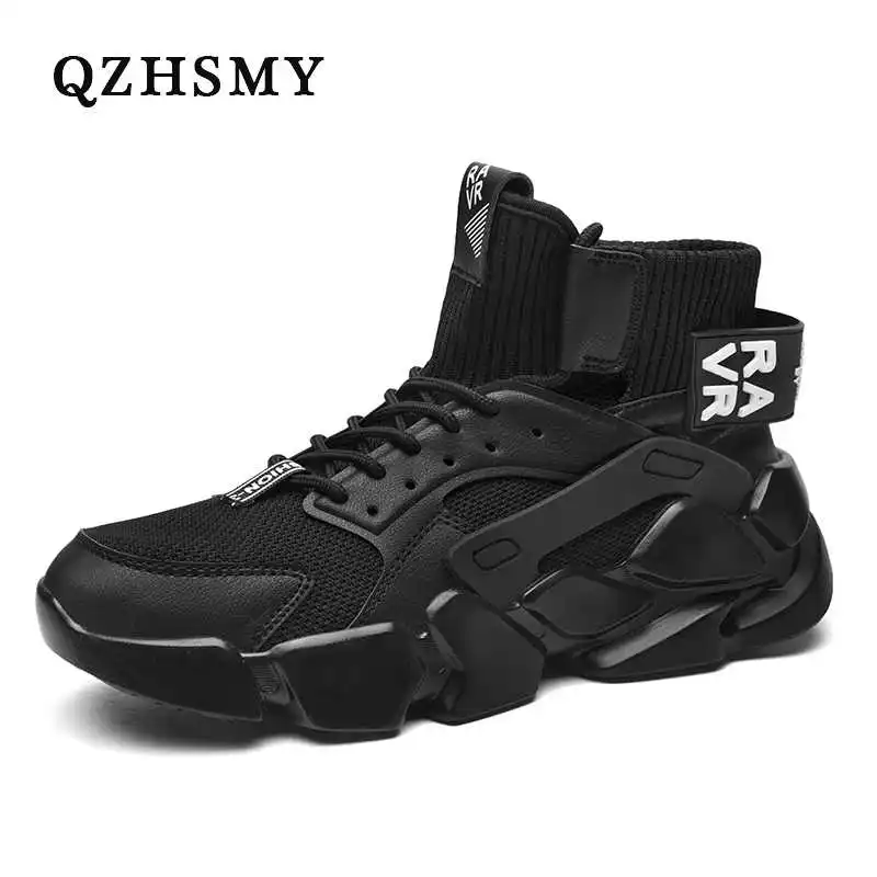 

Chunky High-top Men's Sneakers Heighten Fashion Men Casual Shoes Autumn 2021 New Plus Size White Sneakers Damping Tennis Shoes