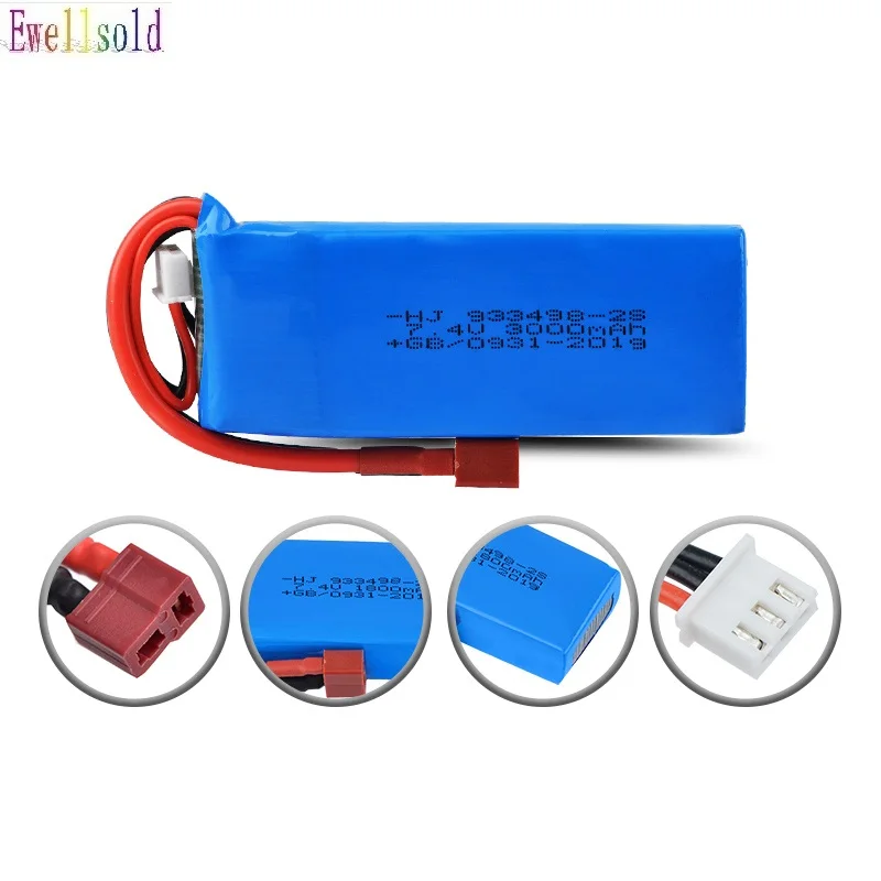 Аккумулятор Lipo ewellsell 1-4 шт. 7 4 в 3000 мАч батарея 2S для Wltoys 144001 124018 124019 запасные части