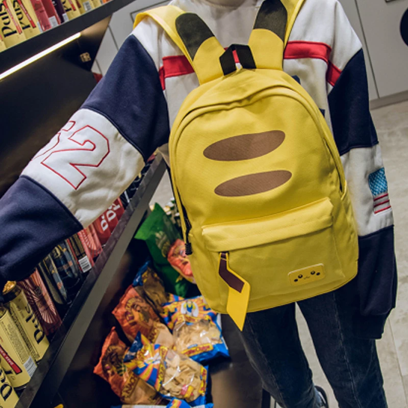Желтый каваи мультфильм аниме Карманный Ранец &quotмонстр&quot Унисекс Рюкзак Пикачу