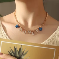 boho girl cute butterfly choker necklace for women crystal honey letters pendant necklaces trendy 2021 new jewelry gift collares