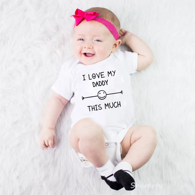 I Love My Daddy/детские комбинезоны; хлопковая одежда с короткими рукавами для младенцев; Детский комбинезон с принтом «папа»; Одежда для маленьких мальчиков и девочек