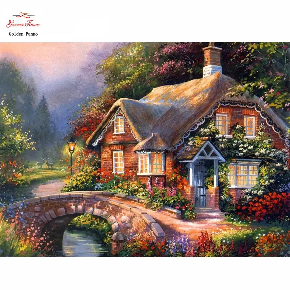 5D Square Pattern Village House Diamond Embroidery Diy Needlework Diamond Painting Cross Stitch Full Rhinestones
