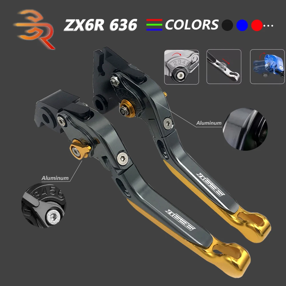 

Алюминиевый тормозной рычаг сцепления для Kawasaki Ninja ZX6R 636 2008 -2016 Мотоцикл CNC регулируемый складной выдвижной аксессуар часть
