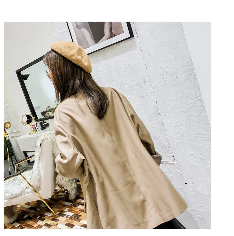 Женский однотонный блейзер с карманами длинным рукавом | Женская одежда