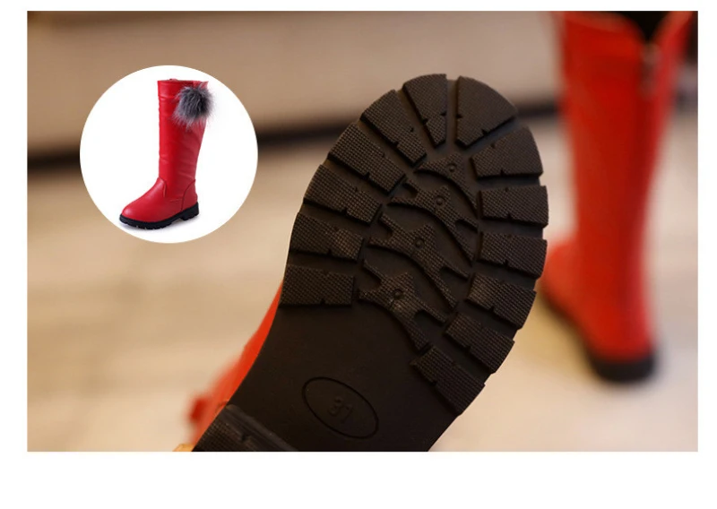 Высокие сапоги до колена для девочек; зимние сапоги для маленьких девочек; теплые уличные детские сапоги; Водонепроницаемая хлопковая обувь для младенцев