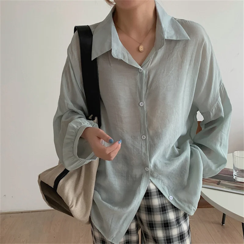 

HziriP летние нерегулярные одноцветная Солнцезащитная топы сексуальные 2021 горячая Распродажа тонкие длинные рукава универсальные свободные ...