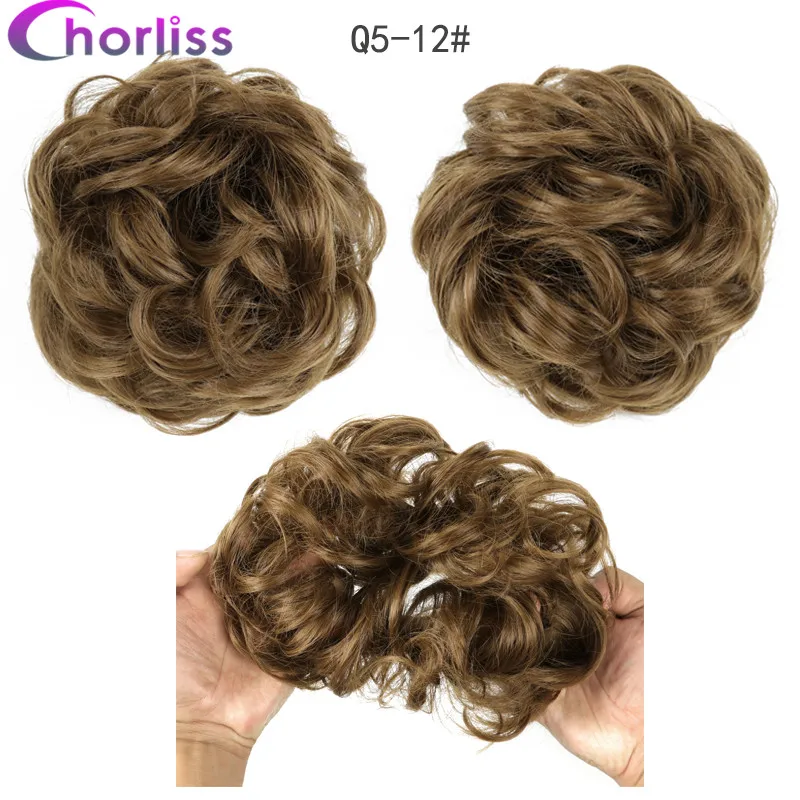 Синтетические кудрявые резинки для волос шиньон для женщин Chorliss Hair wrap Rope головной убор натуральный блонд коричневый поддельные волосы булочки аксессуары - Цвет: 12