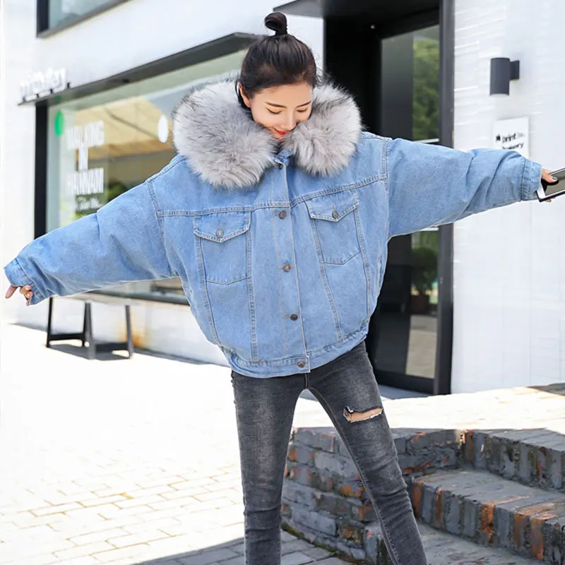 Новое поступление 2019 модная женская зимняя джинсовая куртка с хлопковой