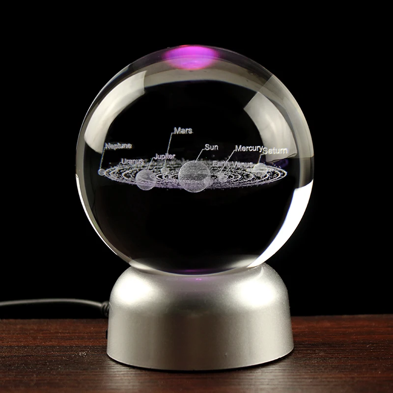 60MM80MM 3D с украшением в виде кристаллов на солнечных батареях Системы шар планеты