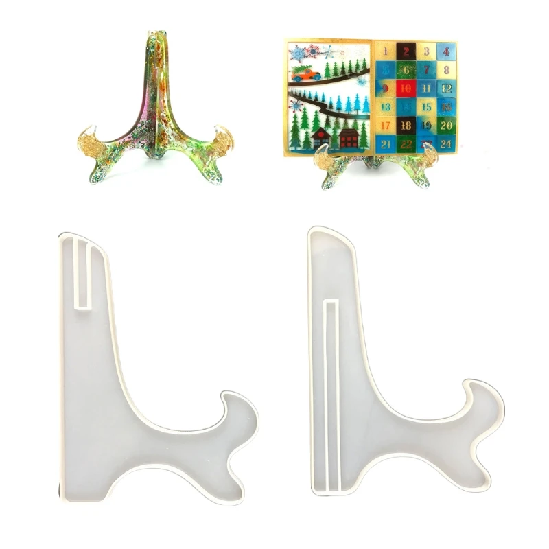 

DIY Plate Holder Display Stand Silicone Mold Handmade Picture Frame Bracket Clock Storage Stand Easels Resin Mould Home Decor