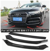 fits for audi a6 s6 rs6 c7 c7 5 2017 2018 2019 3pcs1set abs carbon fiber car front lip splitters bumper aprons cup flaps