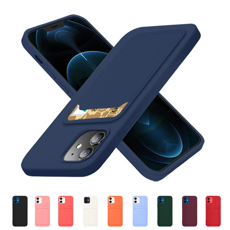 phone case for apple iphone 13 11 12 pro max mini 7 8 plus xr xs x se 2020 cover original cases card bag soft liquid silicone free global shipping