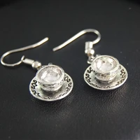 1pair tibetan silver coffee cup dangle drop earrings handmade diy jewelry