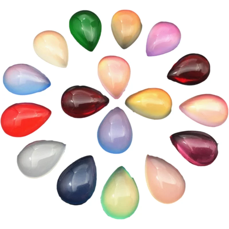 Разноцветные кабошон кошачий глаз из смолы с плоской задней стороной подходит