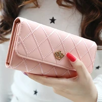 luxury brand women wallets crown long hasp fashion thread coin purses clutch bag female credit card holder money clip