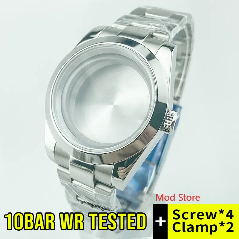10Bar 330feet 10ATM WR 39mm Datejust Style Sapphire Crystal Watch Case Fit ETA2836 Miyota8215 Seagull2836 Mov't Stainless Steel