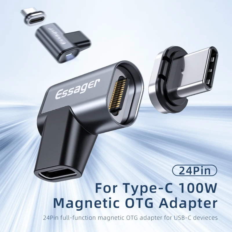Магнитный адаптер USB C 24-контактный с магнитом на 3 1 поддержка 100 Вт PD данные 10