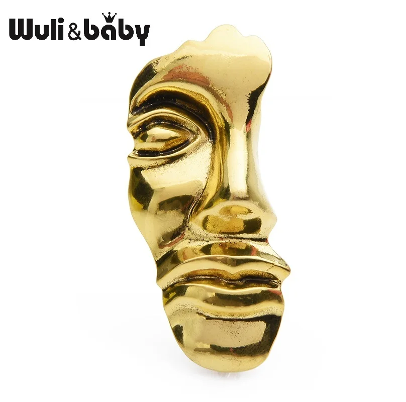 Wuli&baby, серебряный цвет, половина лица, броши для женщин и мужчин, 3 цвета, новинка, модная брошь с маской, булавки, подарки