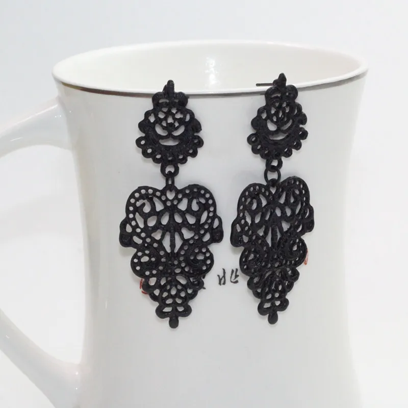 Классические винтажные длинные серьги женские бохо в форме листа свадебные