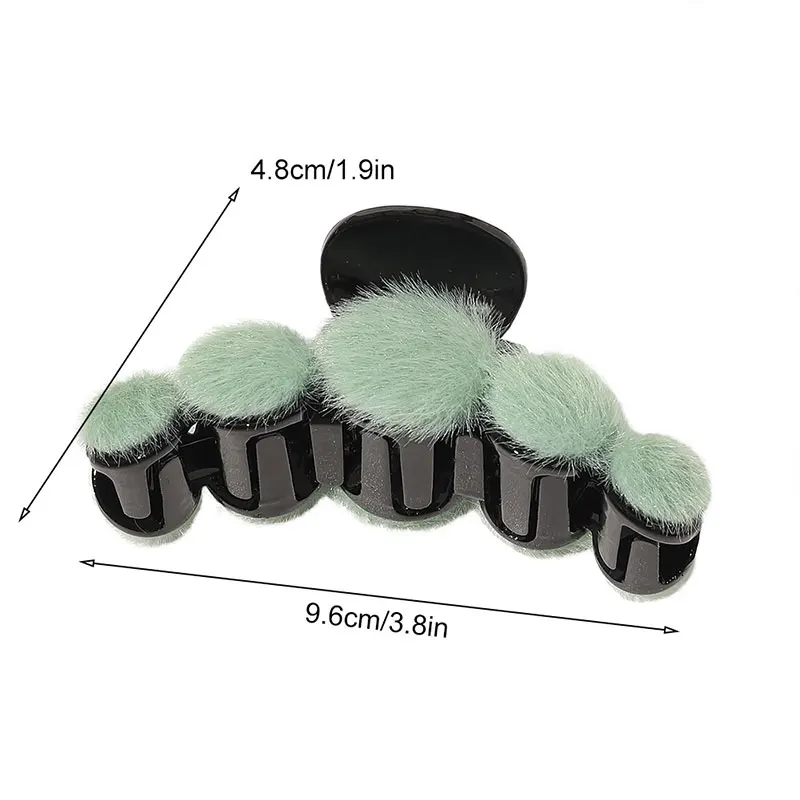 

Cute Mink Fur Hairball Clip Female Candy Color Plush Hair Claw Simple Geometric Plastic Barrettes Women Hair Accessories