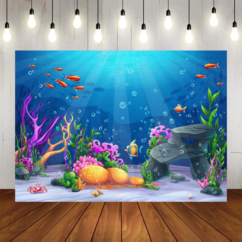 русалка вечеринка фоновый морской фоновая ткань ребенок день рождения веселая
