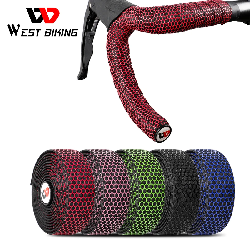 

WEST BIKING Bike Handlebar Tape Road Bicycle Anti-slip Silica Gel EVA Shock Absorption Handle Bar Tape Cycling Wrap End Plug