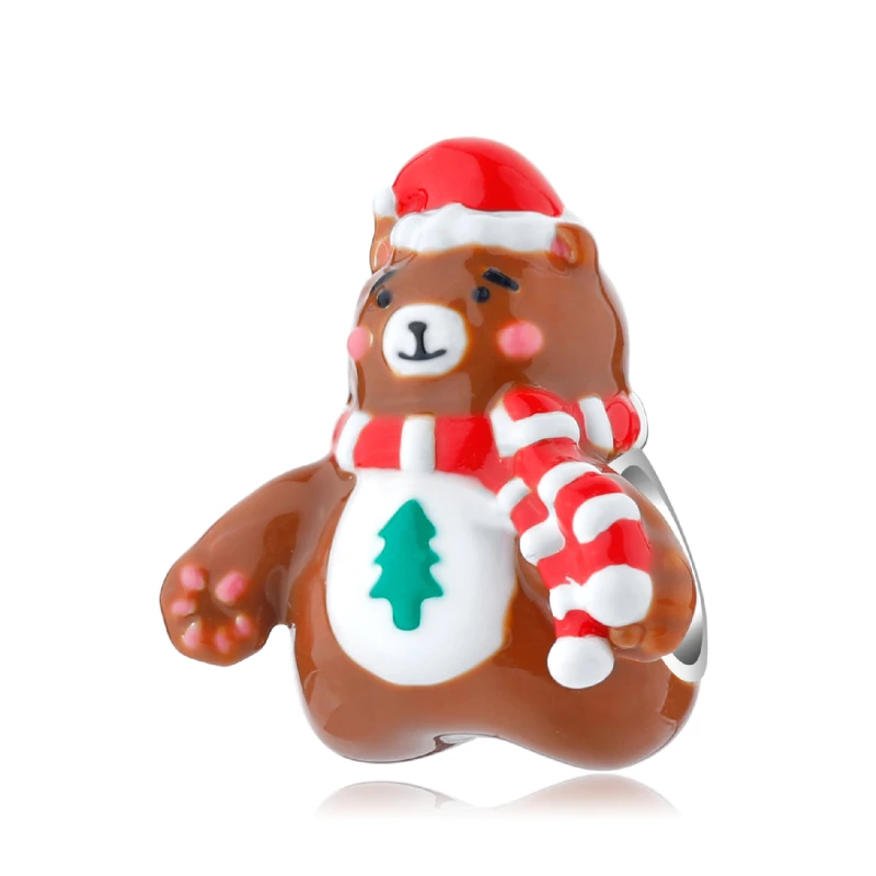 

Christmas Polar Bear 925 Sterling Silver Christmas Hat and Scarf Enamel Beads Charms Fit Original LYNACCS Bracelet Women Jewelry