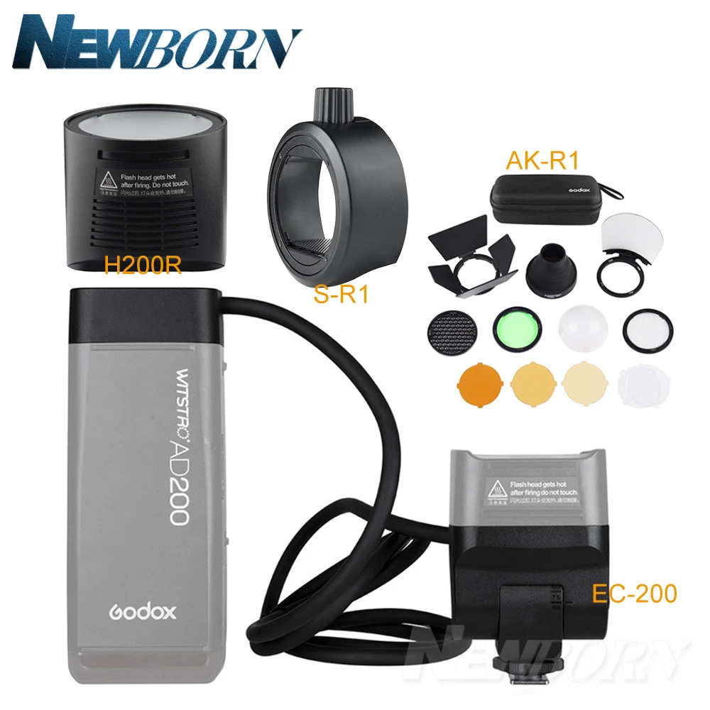 

Godox AD200 Flash Accessory EC-200 WITSTRO H200R Round Flash Head Extension Head AK-R1 Color Temperature Reflector Godox