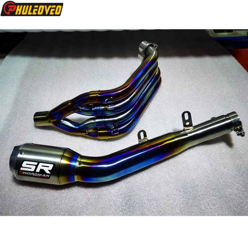 

Blue Burnt Titanium Alloy Motorcycle Exhaust Full System for Honda CBR650F CBR650R CB650F CB650R 2015-2020 Header Muffler Demper