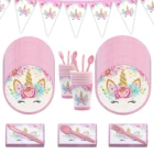 Розовый Единорог одноразовая посуда Единорог Салфетка под тарелку кружку Unicorinon Happy День рождения Декор для девочек 1st Детские Showr