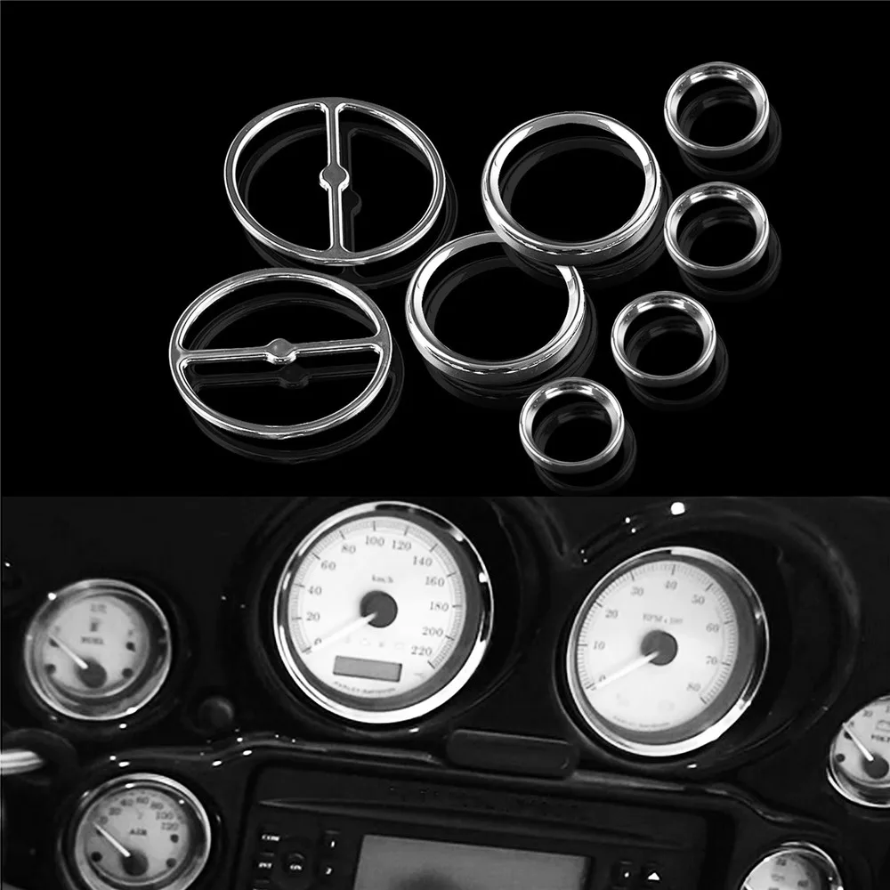 

Хромированная Колонка со спидометром для мотоцикла, стереозвук с обшивкой, кольцевой рожковый Чехол для Harley Touring Electra Street Glide Trike