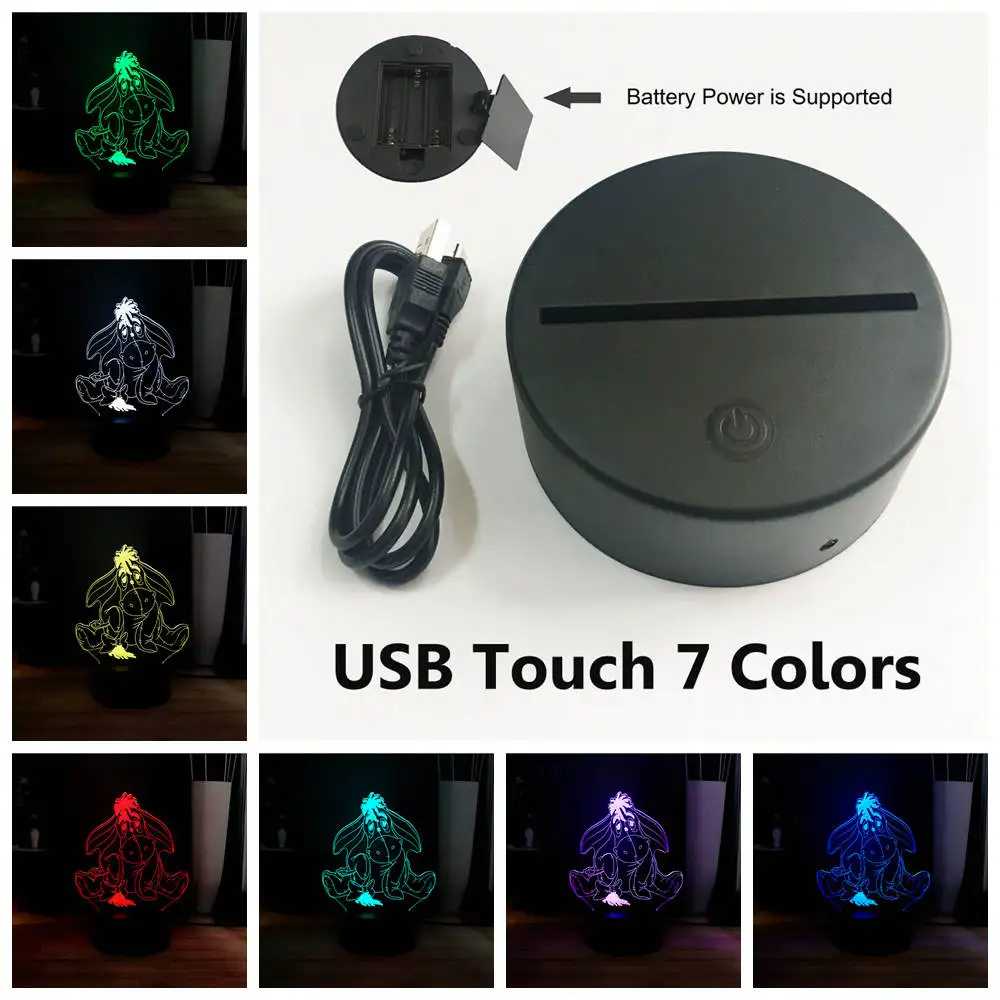 Touch One 7 Colors Дропшиппинг милый ИА RGB многоцветный 3D оптическая лампа Пух медведь светодиодный ночной Светильник для сна Детский праздник день рождения Рождественский подарок - Испускаемый цвет: Touch One 7 Colors