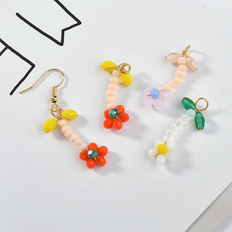 Ручной работы листья цветочные бусины кристаллы кулон DIY серьги украшение